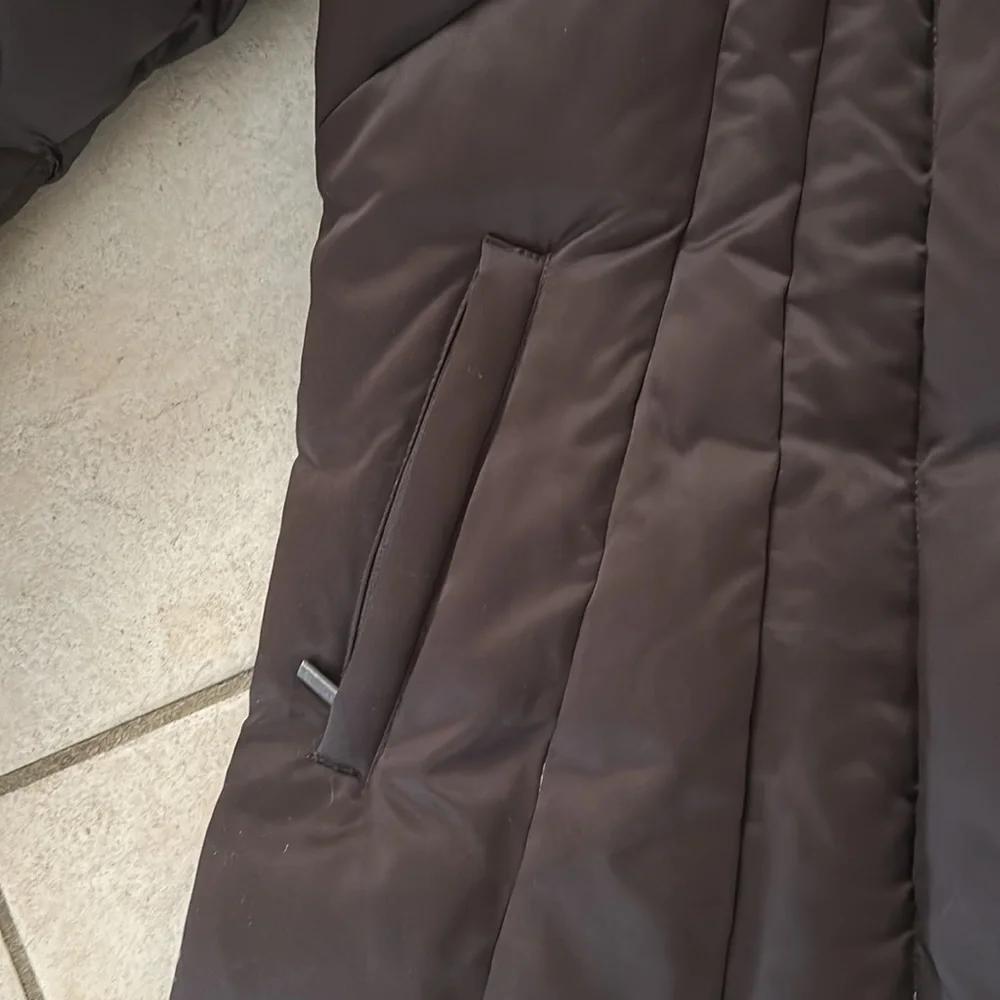 Calvin Klein Brown Long Puffer Down Hooded Coat - Size XS- Excellent Condition - Picture 3 of 16